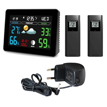 

Wireless Weather Station Smart Thermometer Hygrometer Indoor Temperature Humidity Meter Color LCD Weather Forecast Clock Alarm E
