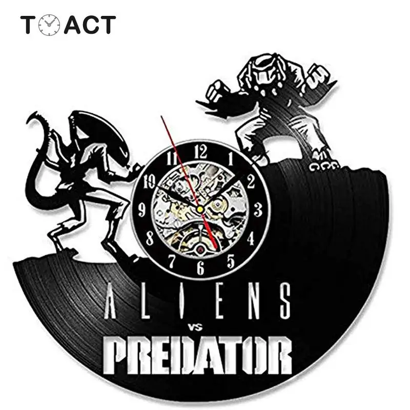 Alien vs Predator светодиодные настенные часы светящиеся винтажные виниловые ночные