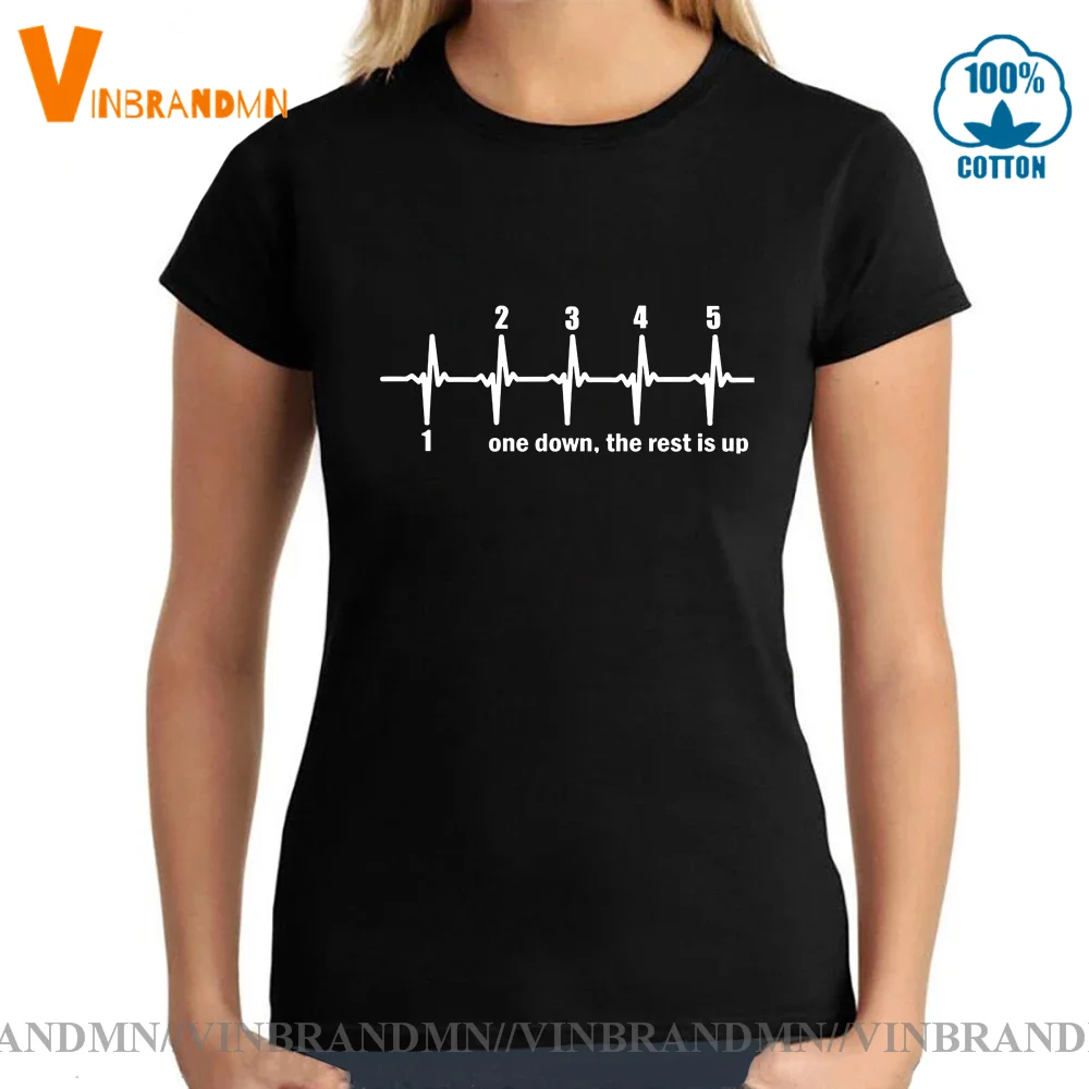 1N23456 T-Shirt Da Battito Cardiaco Per Moto Donna Divertente Mtb Biker Pulse T-Shirt One Down The Rest Is Up Solo Una Bici Capire