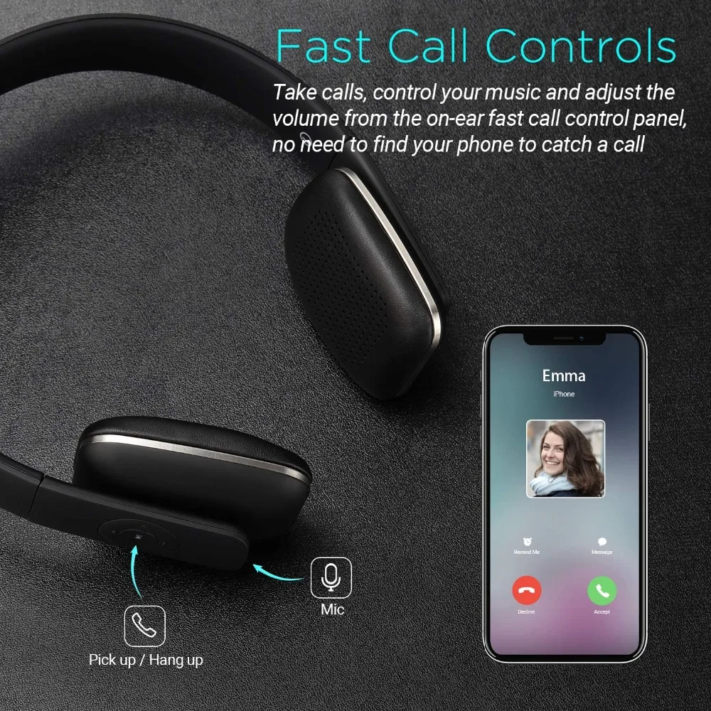 ouvido com microfone, nfc on-ear música estéreo