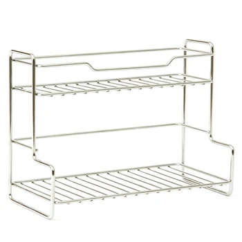 

L-Shape Stainless Steel Storage Rack Multifunction 2 Layer Kitchen Bathroom Storage Shelves 2 Tier Desk Organizer