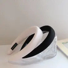 

Female Retro Wide Brim Hairbands Women Girls Solid Color Classic Headwear Simple All-match Cloth Fabric Sponge Head Hoop