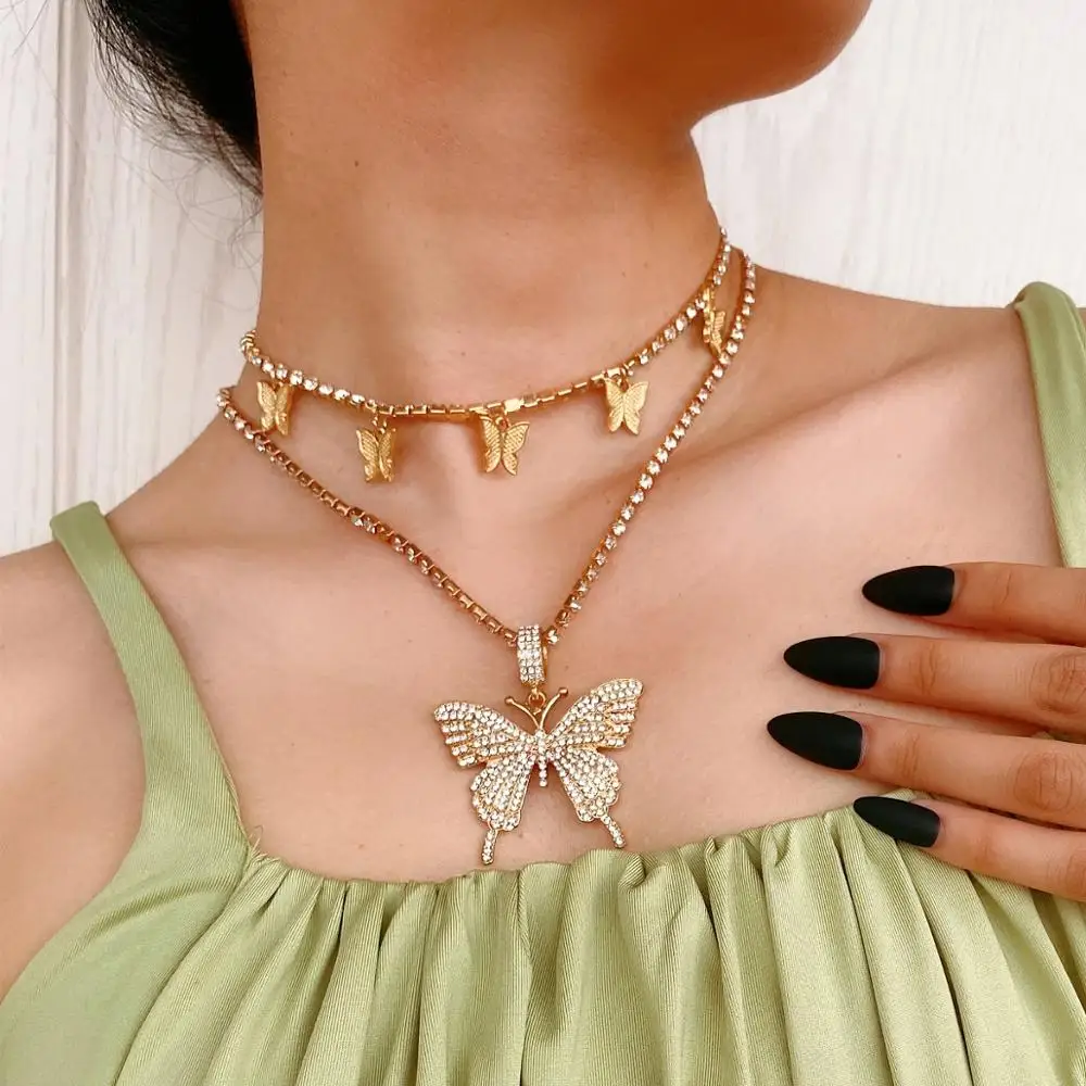 1Pcs Gold Crystal Rhinestone Alloy Razor Blade Pendant Necklace Gift Jewelry 