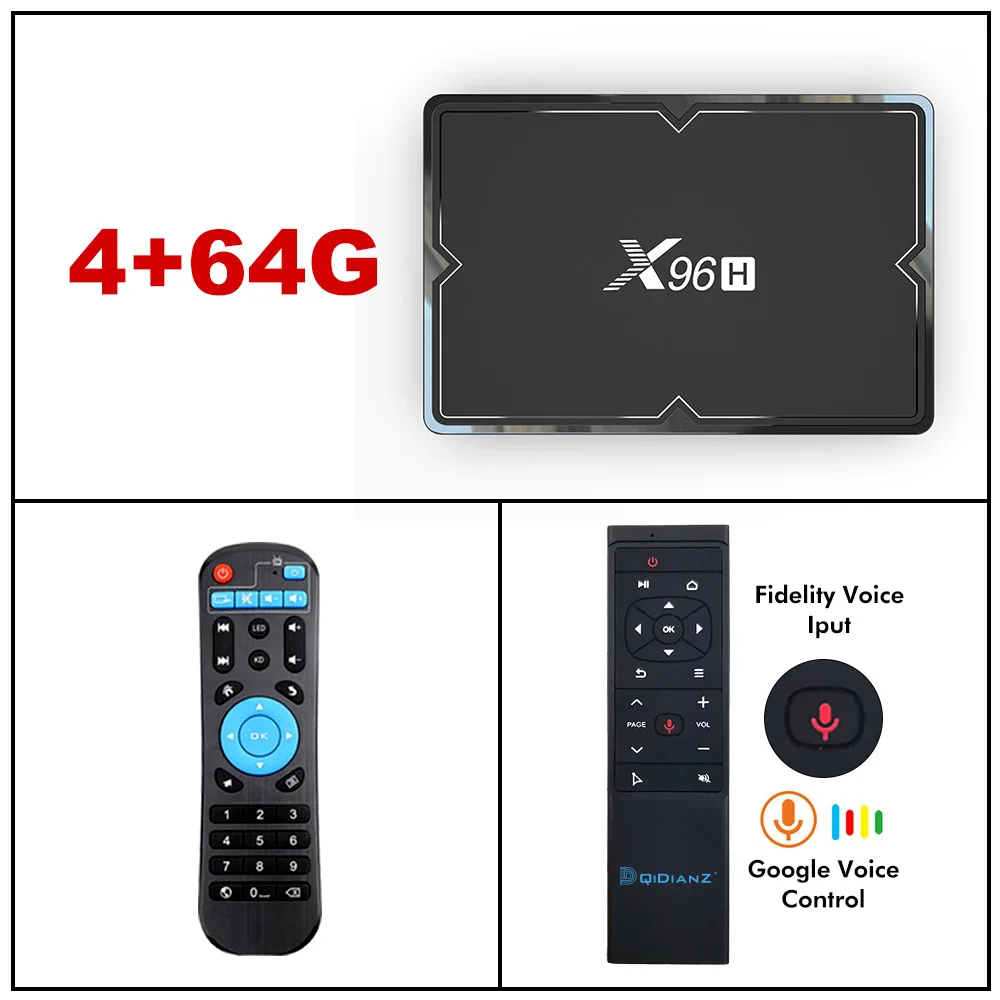 5 шт. X 96H Android 9,0 smart tv box 4 ГБ 32 ГБ Bluetooth 4,1 2,4g/5g wifi hdmi в выход телеприставка 3 usb порта pk x96mini max HK1MAX - Цвет: 4G64G voice control