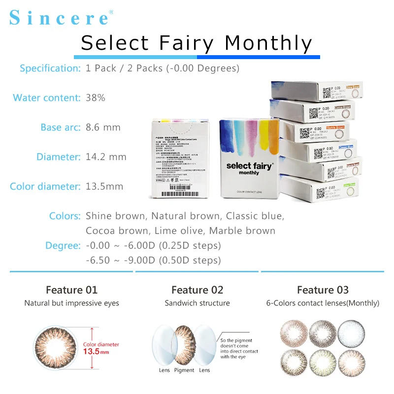 2lenses/pair Eye Lens Colored Contact Lenses Natural Looking Eye Monthly throw contact lenses for eyes used for 30days