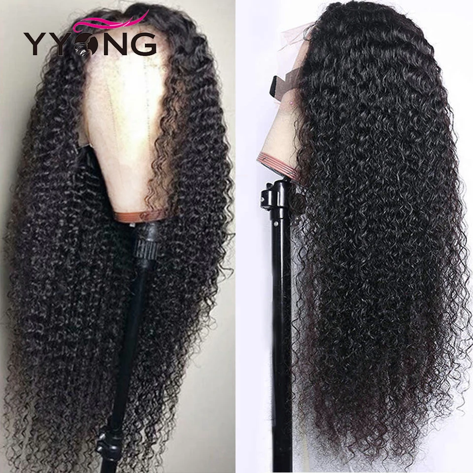 YYong Kinky Curly 13×4 HD Transparent Lace Front Wigs 150% Density Invisible Lace Front Wigs 30 32inch