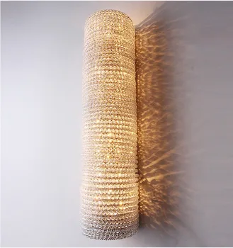 

hotel Crystal fixture long wall light salon Club large vertical post light Long Crystal Wall Lamp for dining Room led Luminaire