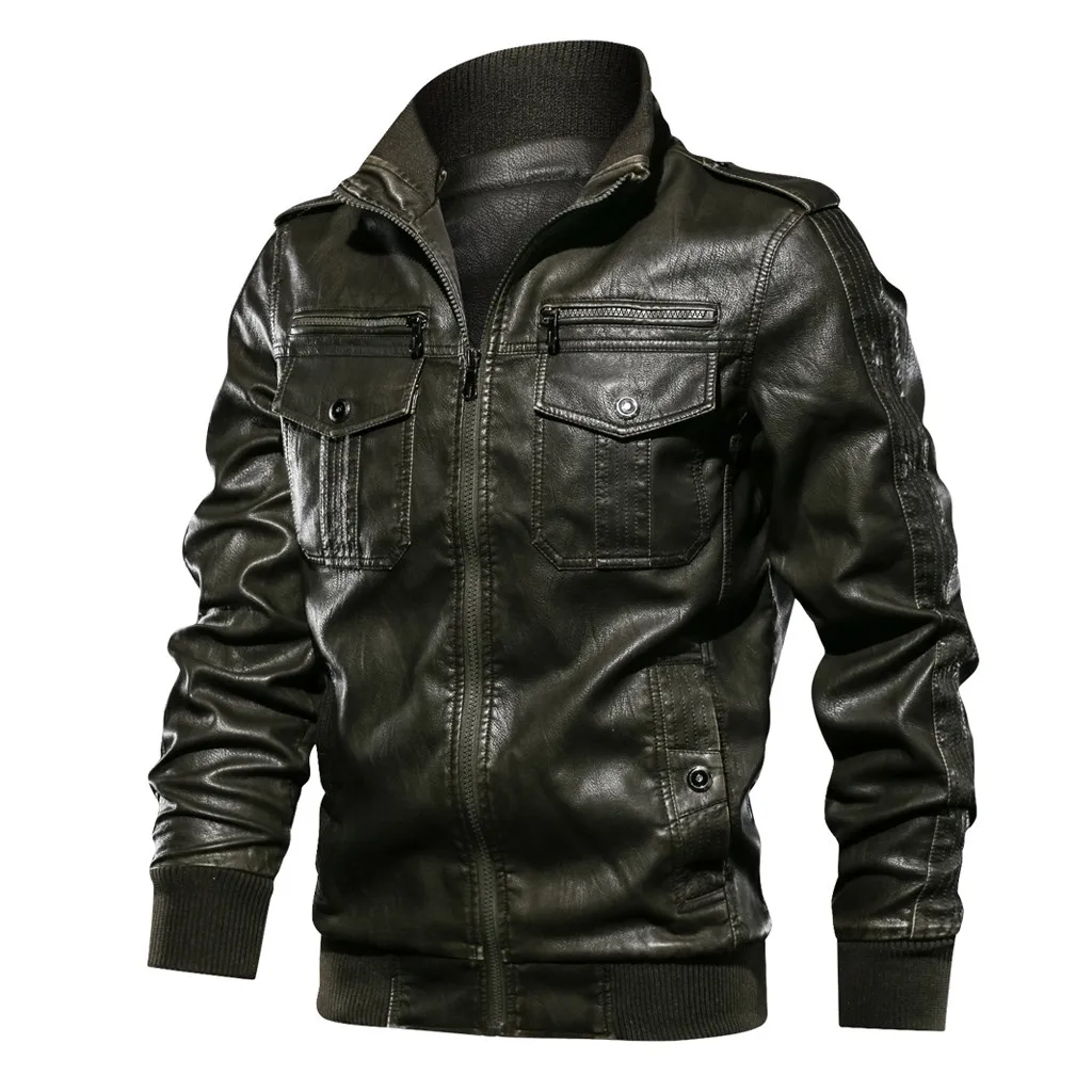 

leather jacket men Autumn New Casual Motorcycle PU Jacket Leather Coats European size Jackets jaqueta masculino 7#3.5