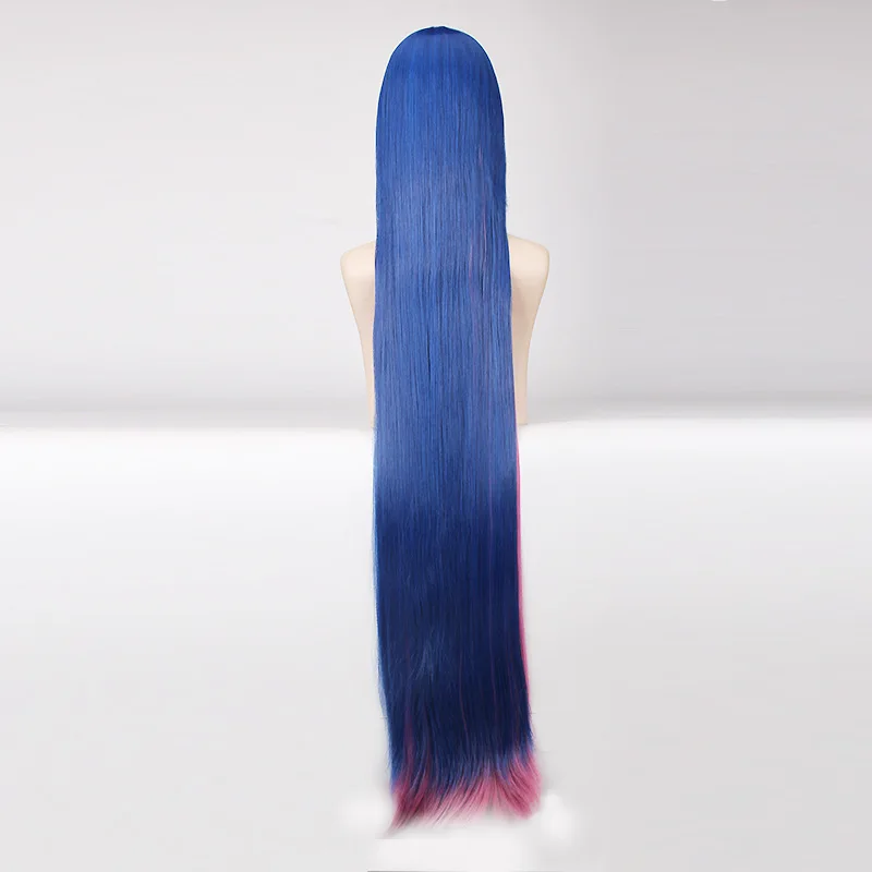 GNHYLL трусики и чулок с Garterbel 100 см синий розовый Fusion длинные прямые волосы Термостойкость Косплей Костюм парик+ парик Кепка