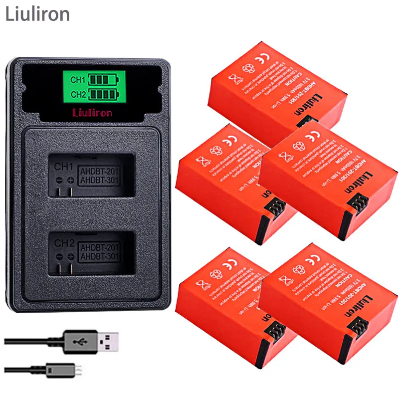 charger and 5battery Go Pro hero 3 3+ gopro3 gopro 3 hero 3 батареи для Gopro hero 3 3+ Black Edition белый серебряный выпуск HD камеры аксессуары - Цвет: charger and 5battery