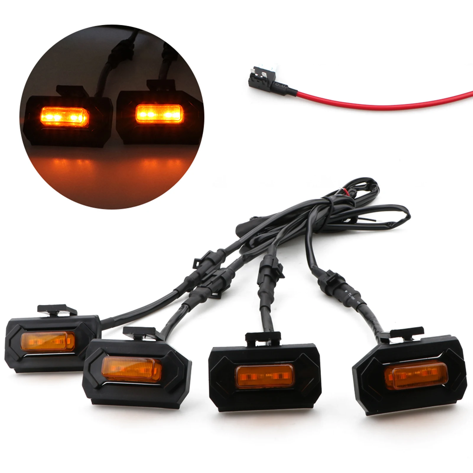 

4 шт. Передняя светодиодная решетка радиатора с дополнительным предохранителем, замена для Tacoma TR D PRO 2020-2021, янтарно-желтый светильник/светильник