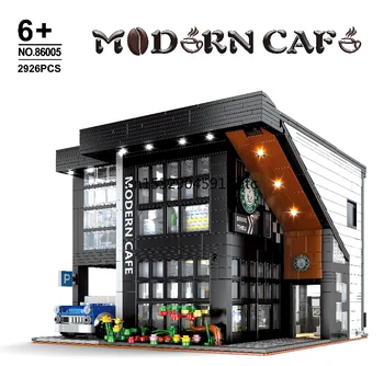 

MOC City Streetview Series The Brickstive Modern Cafe Modular Shop Post Model Modular Building Blocks Bricks Toys Gift