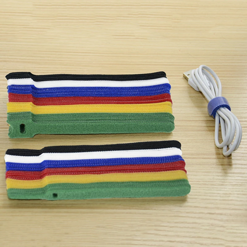 

50pcs/Pack Self-adhesive Fixed Velcro Tape Solid Color Nylon Velcro Cable Tie Wire And Battery Rod Ring Belt Strap Fastener Tape