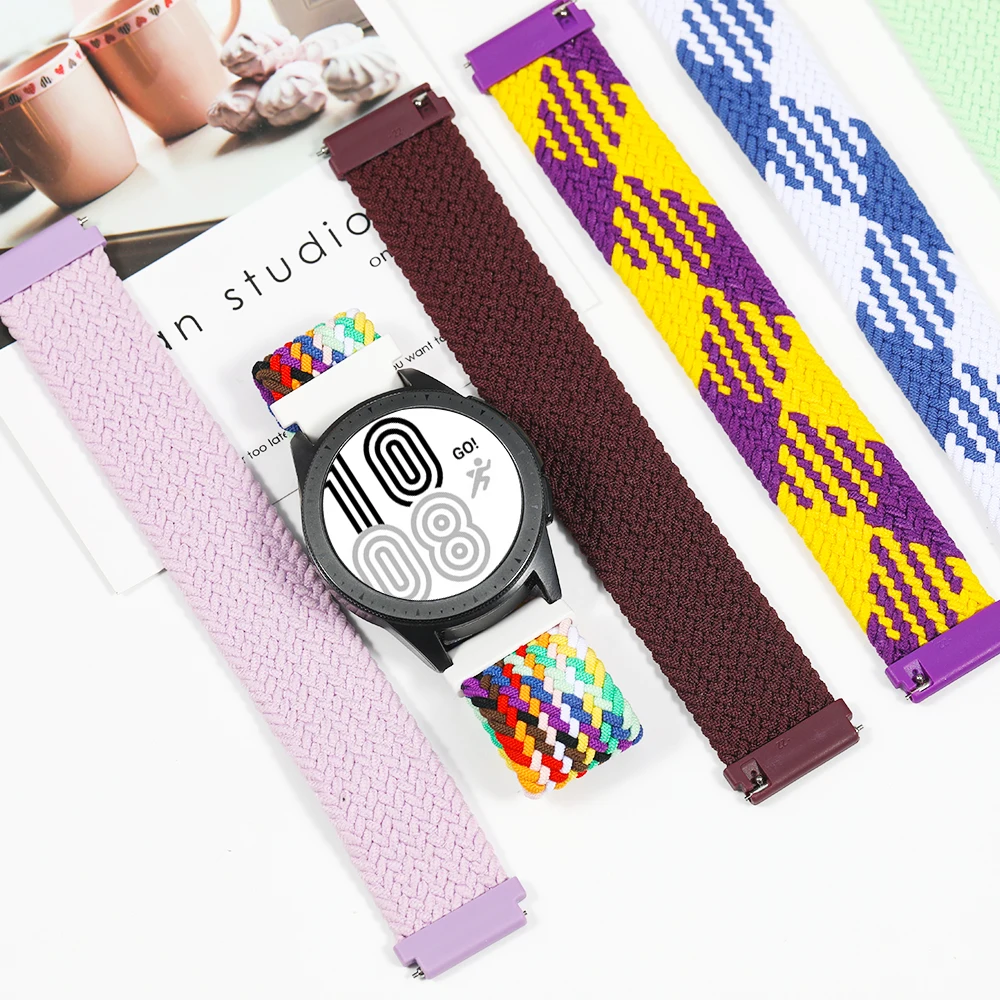 Braided Solo Loop band for Samsung Galaxy watch 4/classic/Active 2 Watchband 20mm 22mm Bracelet correa Amazfit GTS 2 mini strap