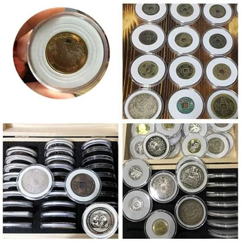 

30x Commemorative Coin Cover Protector Storage Box Wooden Case For 20-40mm