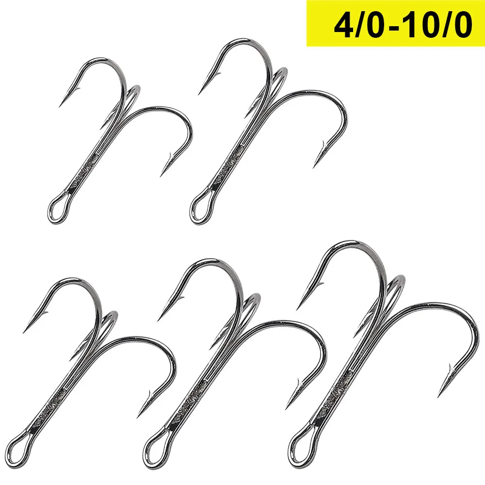 50Pcs Big Treble Fishing Hooks High carbon Steel Shark Tuna Jig