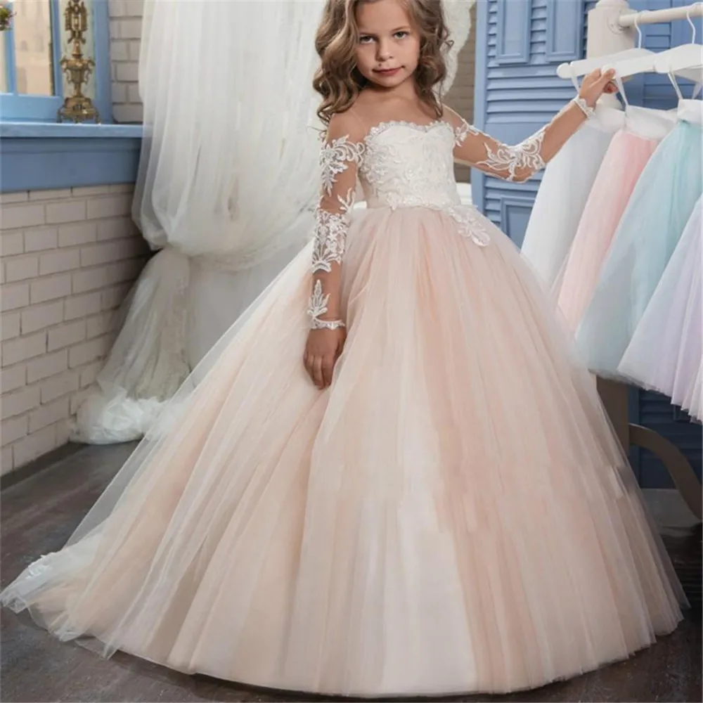 

Flower Girl Dresses for Weddings Elegant First Communion Dresses for girls Tulle Ball Gown Girls Pageant Gown