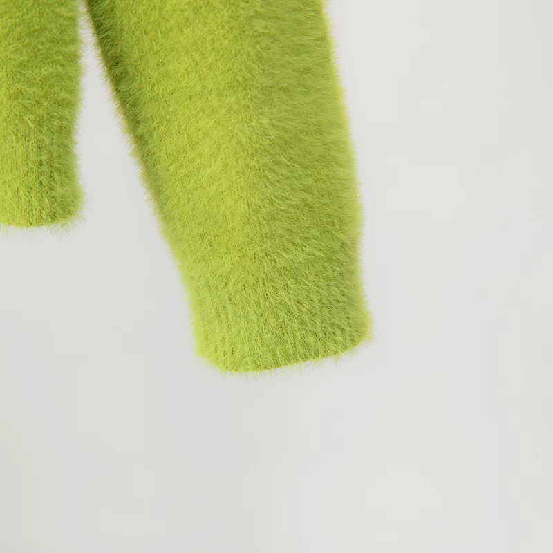 GIGOGOU, осенне-зимний свитер для женщин, пуловер, свитера с длинным рукавом, с круглым вырезом, из меха норки, мягкий женский джемпер, вязаный, Pull Femm