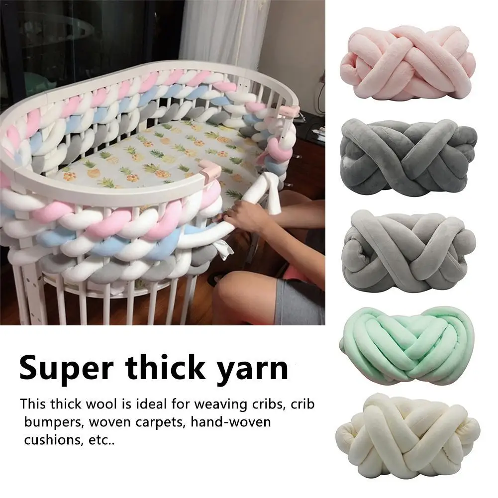 Baby Crib Bumper Bed Braid Knotted Braided Bumper Yarn Handmade Soft Bed Fence Cushion For Baby Sleep Safety