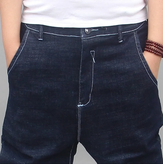 Модные мужские свободные джинсы в стиле хип-хоп, мешковатые штаны-шаровары, большие размеры 40, хип-хоп, мужские черные синие джинсовые штаны
