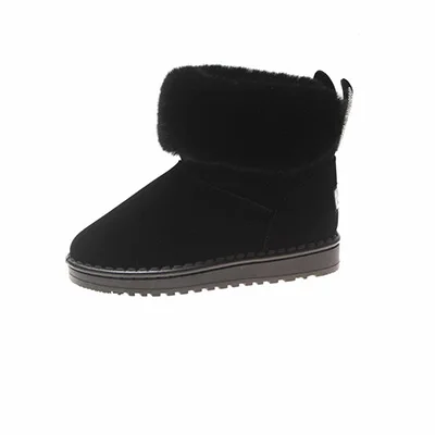 Для женщин ботинки осенне-зимние ботинки; женские теплые зимние ботинки на нескользящей подошве обувь из материала на основе хлопка Стразы с заячьими ушками корейские Для женщин полусапожки с милой&#39 - Цвет: Black