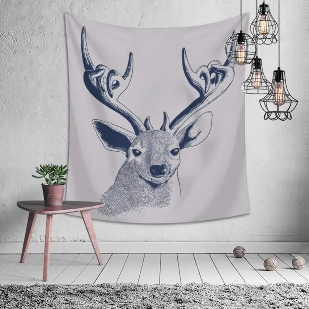 Cartoon Animal Deer Cat Fruits Tapestry Hippie Mandala Wall Hanging Bedroom Polyester Travel Camping Psychedelic Tablecloth | Дом и сад