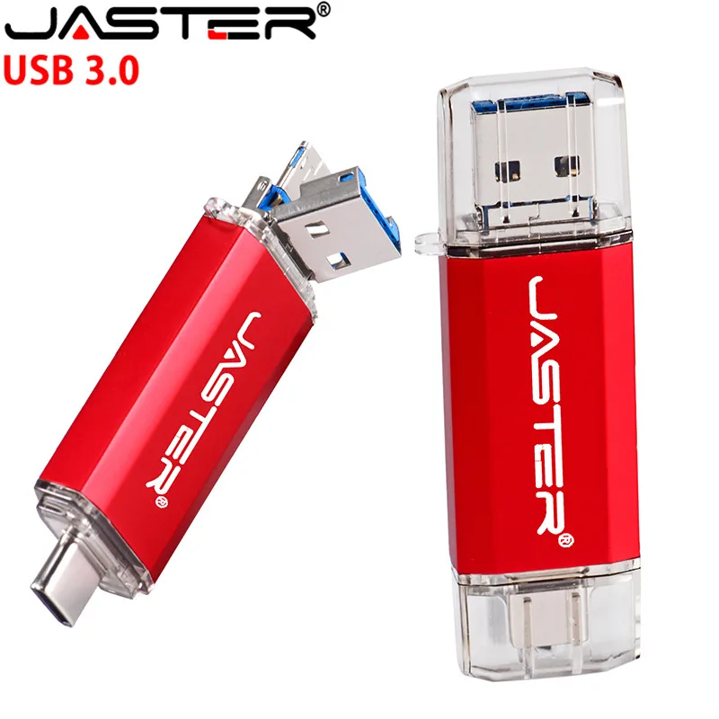 Unidad Flash USB 3,0 3 en 1 con logotipo personalizado, 4G, 8G, 16GB, 32GB, 64GB, 128G, lápiz de memoria de Metal, OTG, 100% de disco en U, capacidad Real