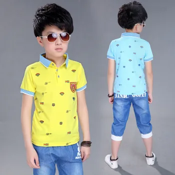 

3 to 14 Years Boy Sports Set 2018 Boy Summer Set Children's T-Shirt Shorts Set Child Cotton Short Sleeve Shirt Boy Clothing Set