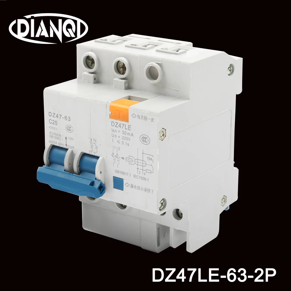 DZ47LE-63-2P 10A-25A 32A-63A 400 в мини-выключатель домашней электросети электрическая утечка