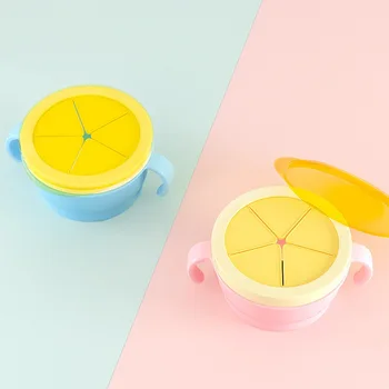 

Large Capacity Silicone Lid Snack Cup With 2 Handles No Spill Snack Bowl Soft Baby Cereal Container Dispenser Pink,Blue