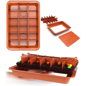 

Non Stick Brownie Pans with Dividers, High Carbon Steel Baking Pan, Makes 18 Pre-Cut Brownies All At Once