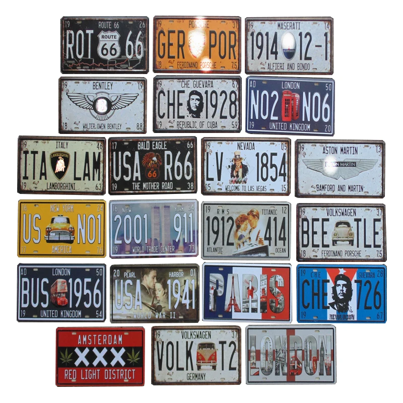 30*15 см США винтажная пластина металлическая жестяная вывеска Route 66 номер автомобиля гаражный Декор номерная табличка плакат клуб на стену Pin Up плакат