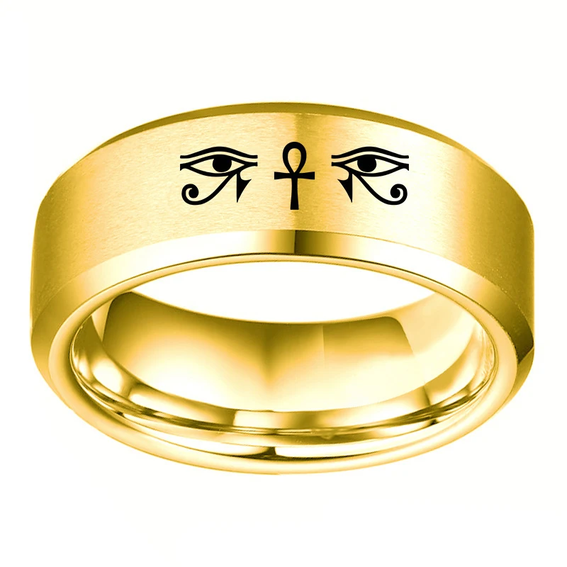 Acero Inoxidable Plata el ojo que ve todo de Horus Anillo Anillo De Declaración Para Hombre