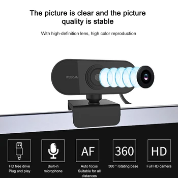 

1080P HD Webcam For PC Desktop Web Camera Cam with Mic Rotatable Autofocus USB Mini Computer WebCamera Cam Video Recording Work