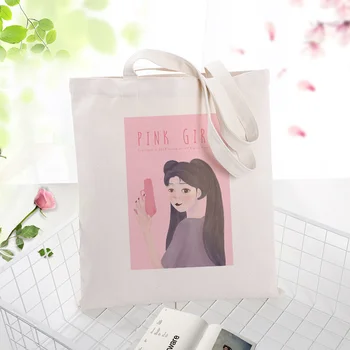 

Pink series Canvas Tote Bag Handbag Shopping Bag Custom Print Logo Text DIY Daily Use Eco Ecologicas Reusable Recycle