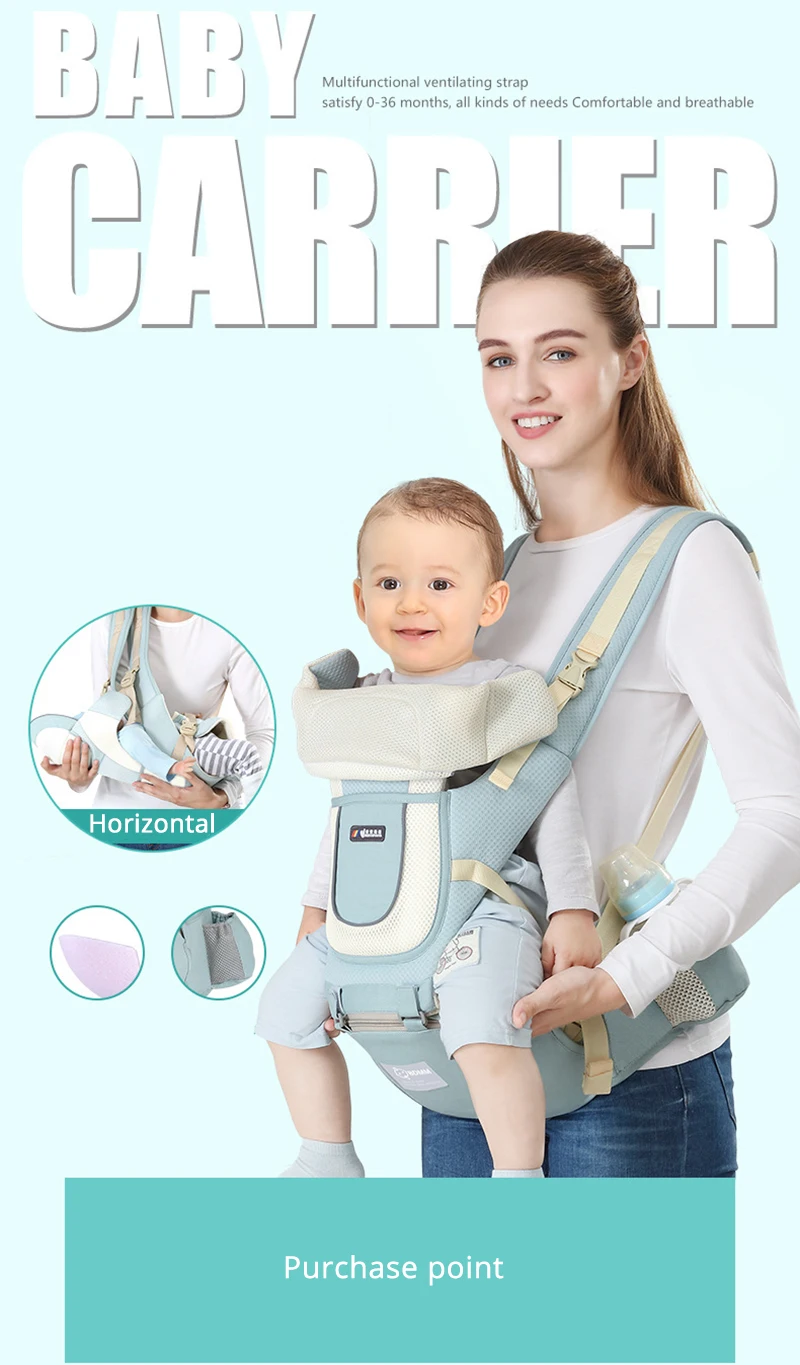 Honeylulu Baby Carrier кенгуру горизонтальный слинг для новорожденных силиконовая подушка Hipseat Многофункциональный всесезонный детский слинг