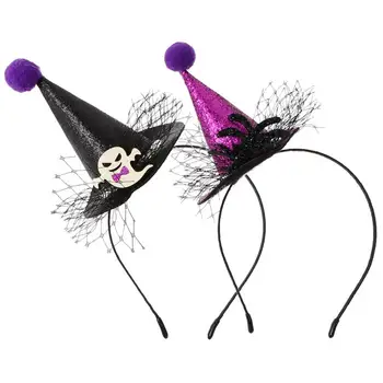 

2Pcs Prom Headwear Spider Ghost Adorable Witch Hat Headbands