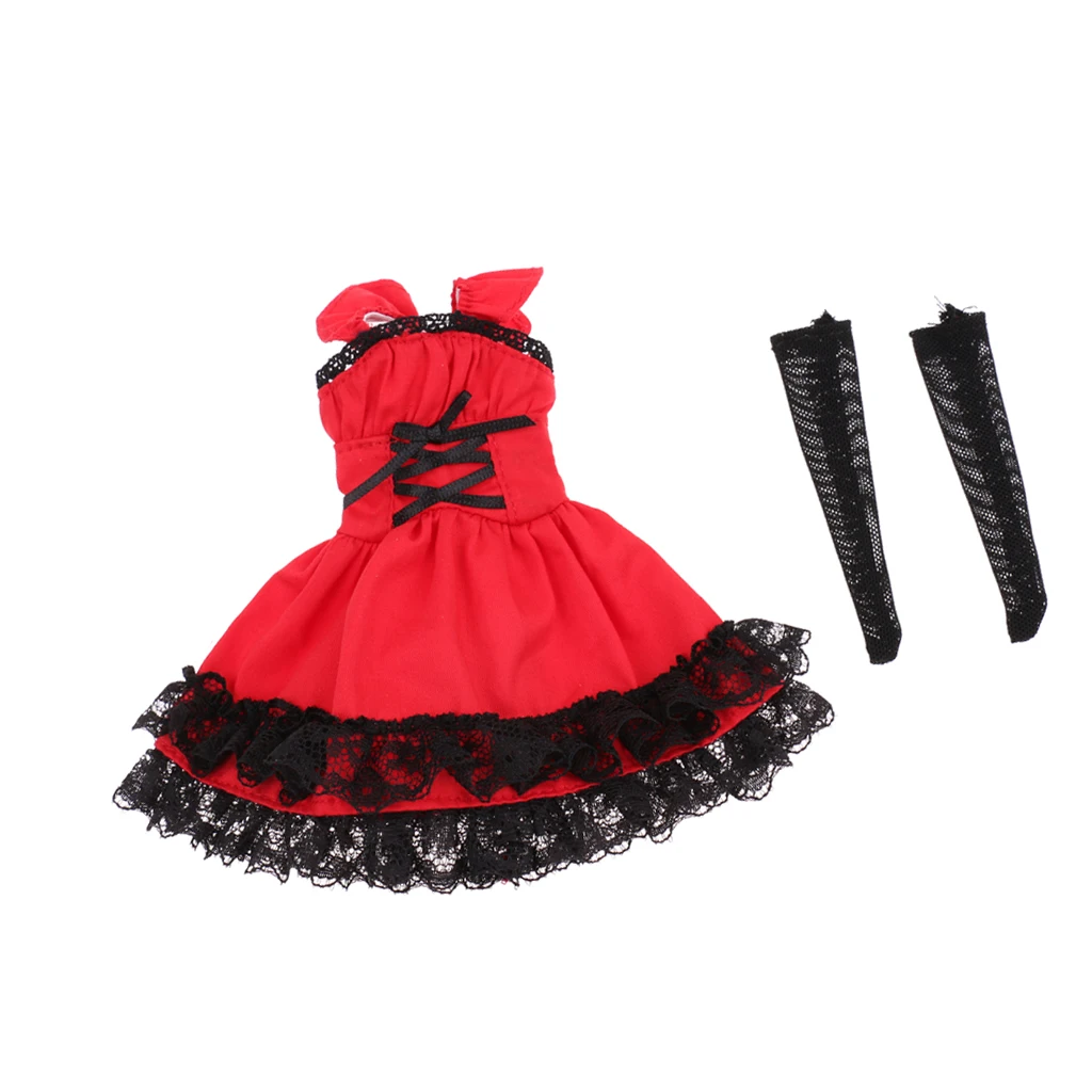 Enchanted Dress Stockings Set Outfit Clothes for 1/6 Doll Blythe Azone Licca