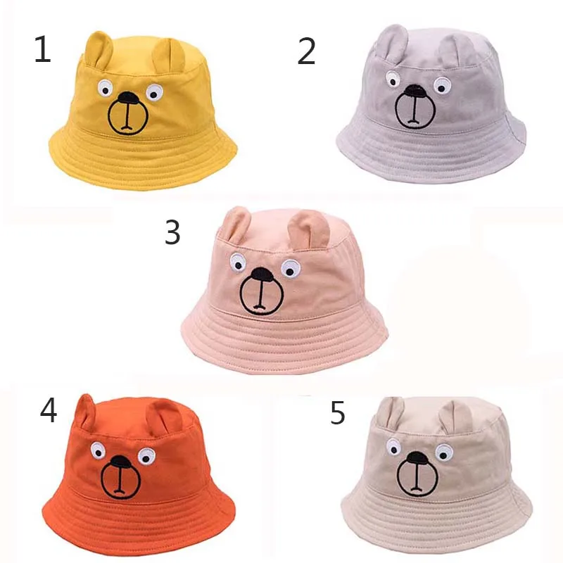 Bucket Hats Baby Sun Protection Visor Toddler Boys Girls Animal Print Caps Cartoon Reversible Autumn Sun Headwears