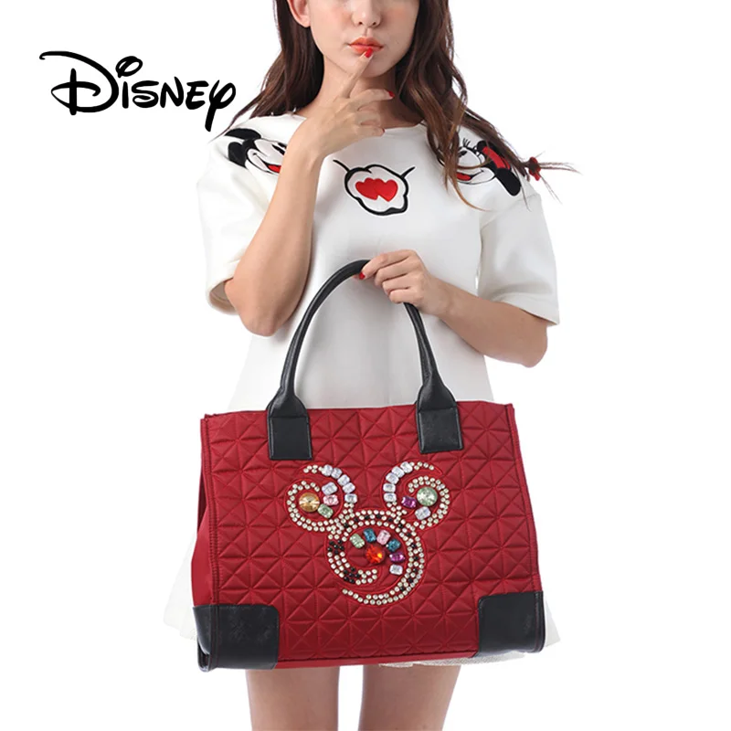 

2019 Disney Genuine Mickey Women Shoulder Bag Fashion Elegant Large Capacity Female Diagonal Bags Nylon Cloth PU Girl Handbag