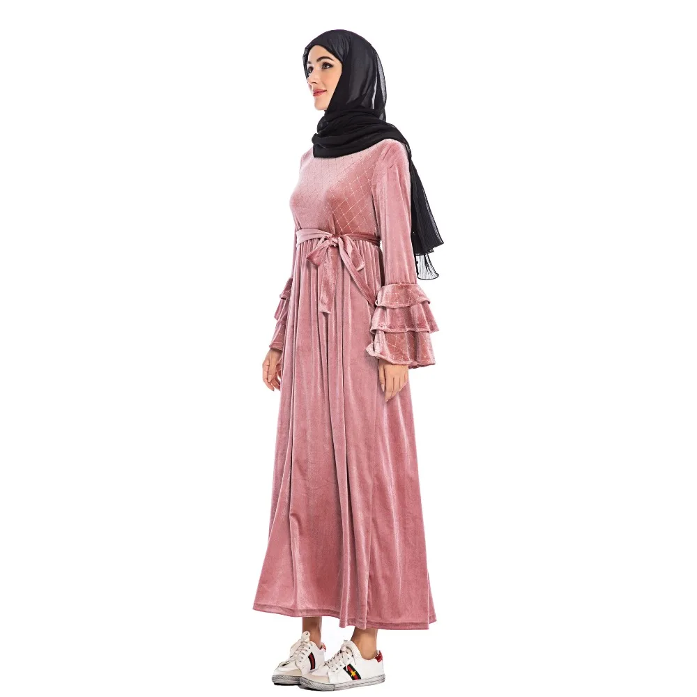 Elegnat мусульманский бархат abaya Макси длинное платье, Роба платья кимоно зима Рамадан Eid Исламская, молитвенная Tesettur Elbise поклонение службы