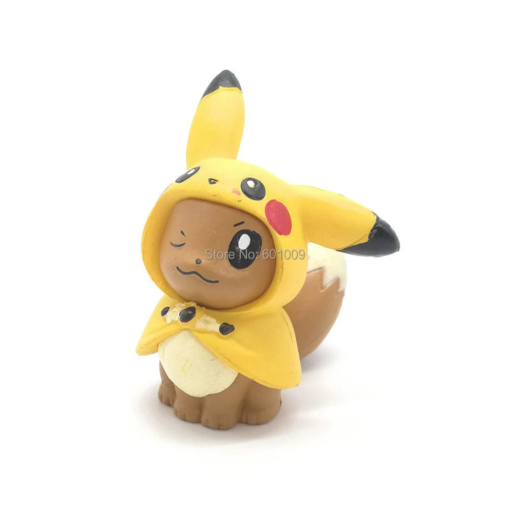EMS 30/лот 6 шт Иви и Пикачу Psyduck медленный Rowlet Piplup 4 см ПВХ Фигурки игрушки