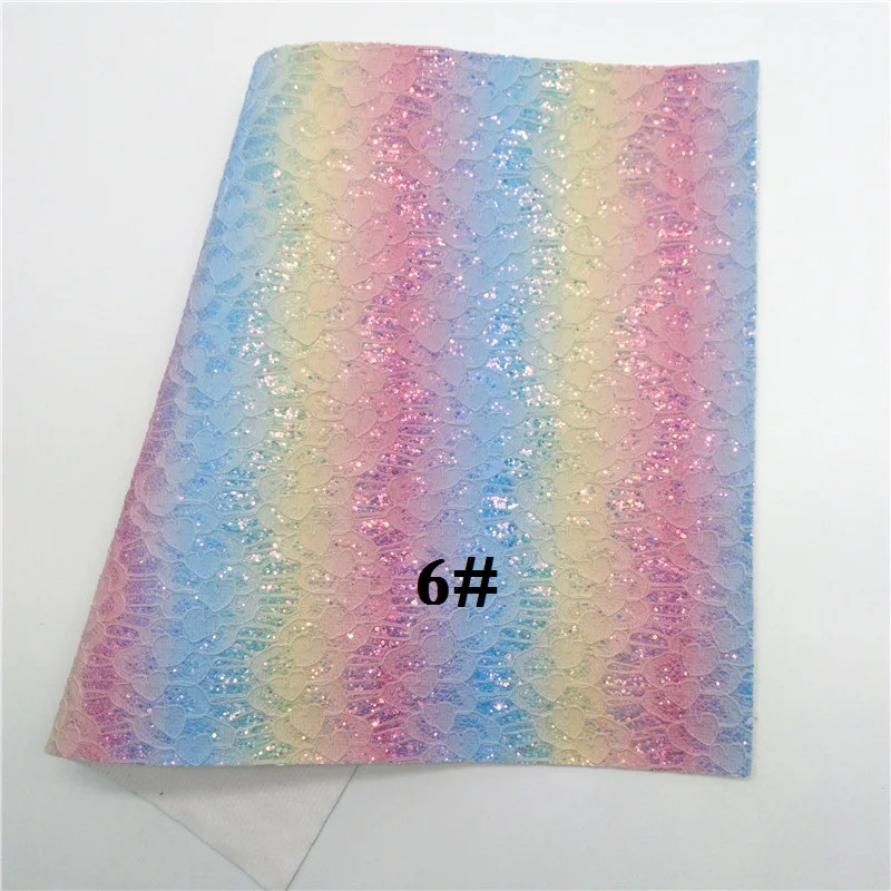 Glitterwishcome 21X29 см А4 Размер Raibow кружева блестящая ткань, синтетическая кожа ткань листы, Переливающаяся кожа для бантов, GM490A - Цвет: 6