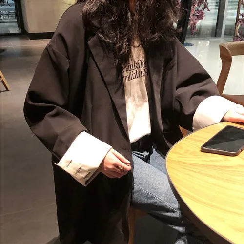 Винтажные женские блейзеры больших размеров, белый блейзер, Femme Chic Chaqueta Mujer Bleiser Feminino - Цвет: Black