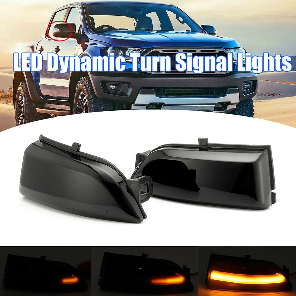 Pair Dynamic LED Side Rearview Mirror Indicator Light Turn Signal Lamp for Ford Everest 2015-19 Ranger T6 Raptor Wildtrak | Автомобили и