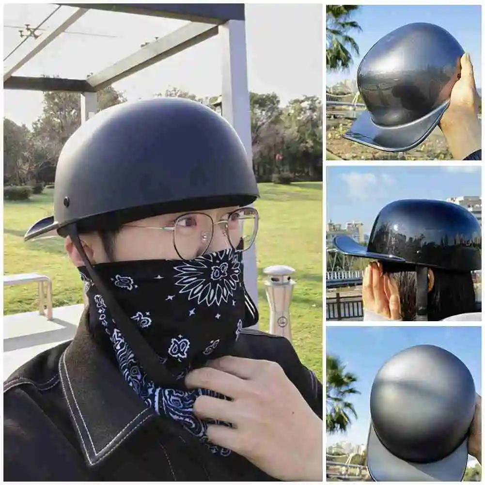Motorcycle Helmet Retro Helmet Motorcycle Full Face Baseball Cap Helmet Accessories Motorcycle Helmet Black Skid Lid Half Helmet