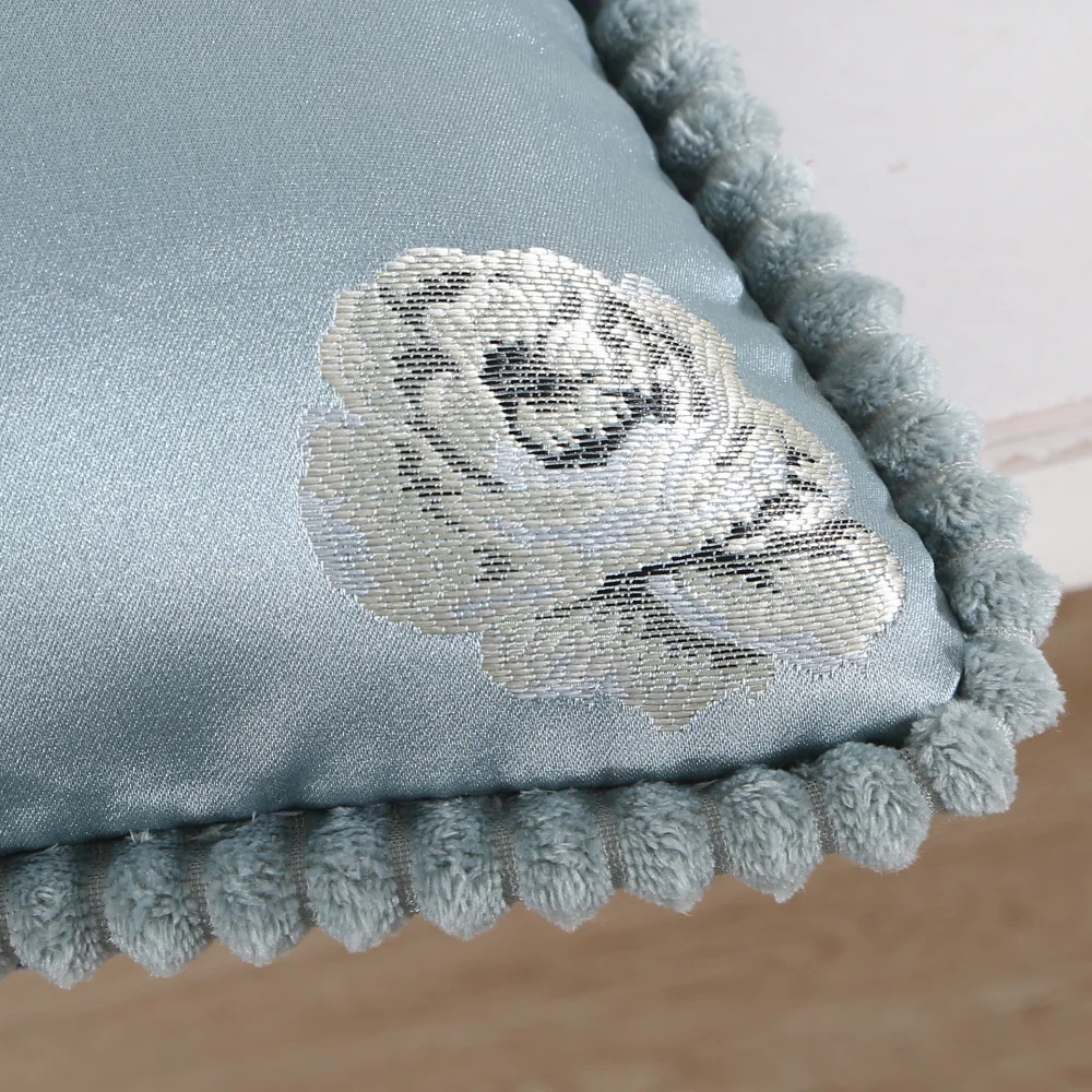 Shabby Chic Floral Cushion Cover 19x19inch European Vintage Jacquard Pillow Case Soft Home Decorative Pillow Cover 48x48cmIvory