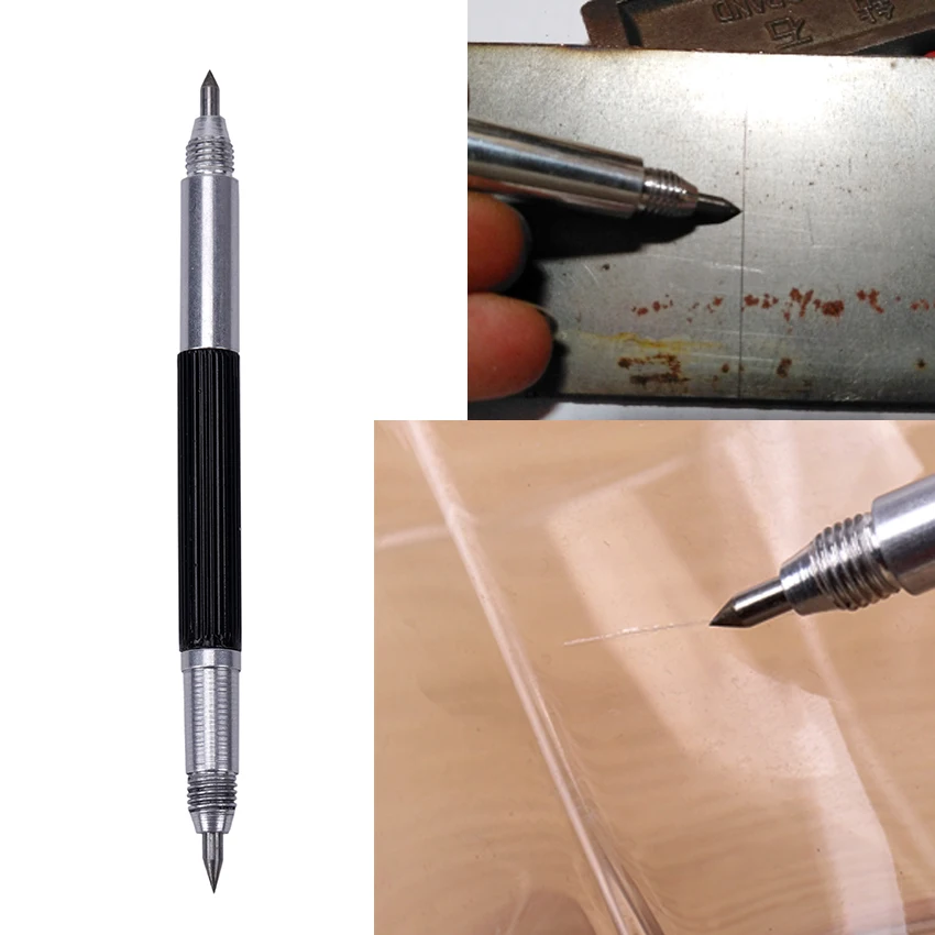 1PC Alloy Tungsten Steel Tip Double End Sharp Scriber Pen Ceramics Glass Shell Metal Construction Marking Tools