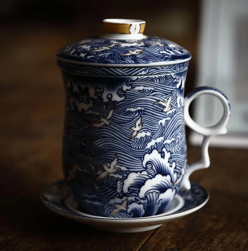 Jingdezhen чайная кружка с крышкой фильтра блюдце набор чашки для кофе керамические эмалированные чайные чашки мастер чашка для воды фарфоровая посуда для напитков ремесла