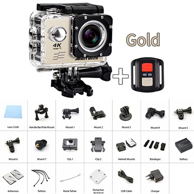 Gold 2 4K 30FPS 16MP WI-FI экшн Камера 2 дюйма Спорт HD 1080P подводная депортация Cam Водонепроницаемая Камера GoPro с поворотом на дрейф 4 k mini pro спортивная водоотталкивающая Камера GoPro - Цвет: Gold 2